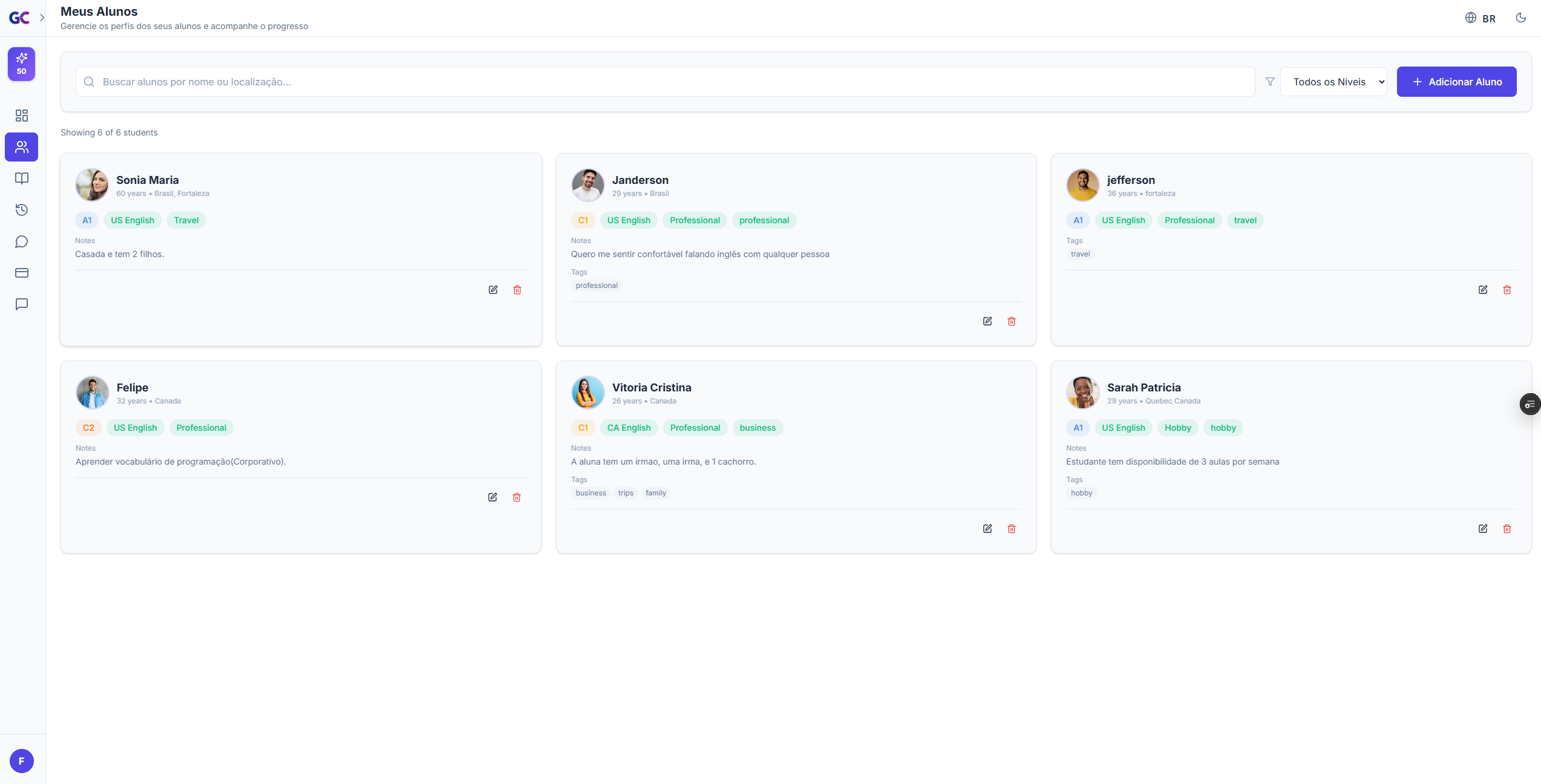 Cadastre Seus Alunos